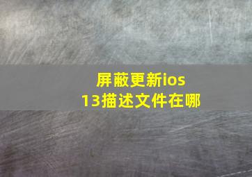 屏蔽更新ios13描述文件在哪