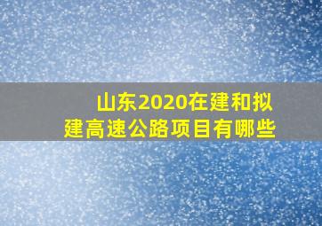 山东2020在建和拟建高速公路项目有哪些