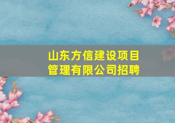 山东方信建设项目管理有限公司招聘