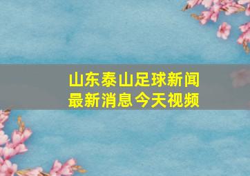 山东泰山足球新闻最新消息今天视频