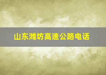 山东潍坊高速公路电话