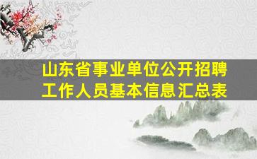 山东省事业单位公开招聘工作人员基本信息汇总表