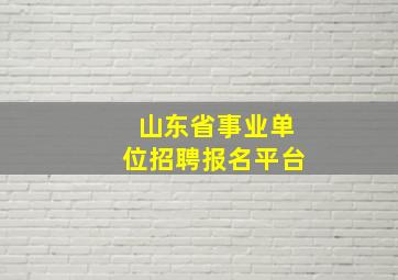 山东省事业单位招聘报名平台