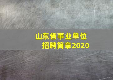 山东省事业单位招聘简章2020