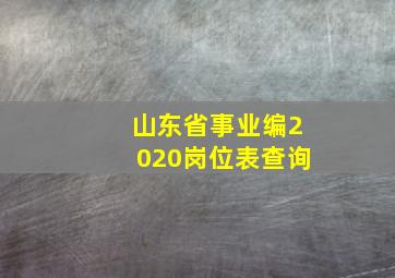 山东省事业编2020岗位表查询