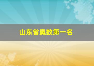 山东省奥数第一名