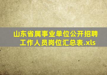 山东省属事业单位公开招聘工作人员岗位汇总表.xls