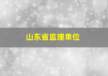 山东省监理单位