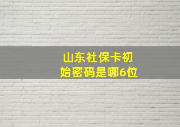 山东社保卡初始密码是哪6位