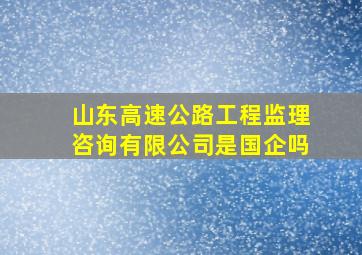 山东高速公路工程监理咨询有限公司是国企吗