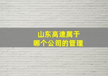 山东高速属于哪个公司的管理