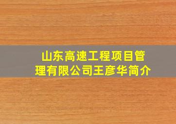 山东高速工程项目管理有限公司王彦华简介