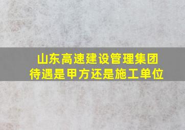 山东高速建设管理集团待遇是甲方还是施工单位