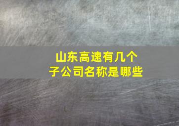 山东高速有几个子公司名称是哪些