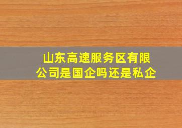 山东高速服务区有限公司是国企吗还是私企