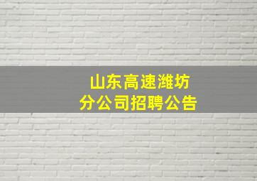 山东高速潍坊分公司招聘公告