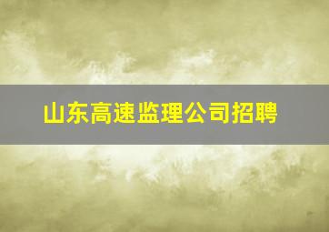 山东高速监理公司招聘