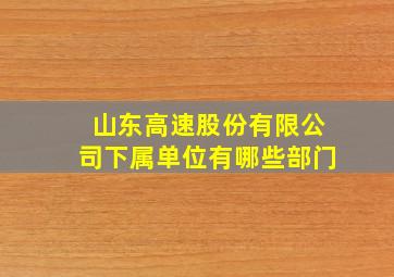 山东高速股份有限公司下属单位有哪些部门