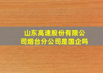 山东高速股份有限公司烟台分公司是国企吗