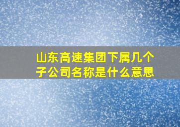 山东高速集团下属几个子公司名称是什么意思