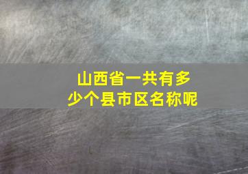 山西省一共有多少个县市区名称呢