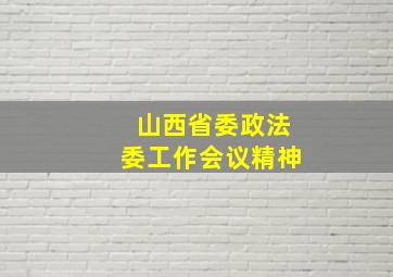 山西省委政法委工作会议精神