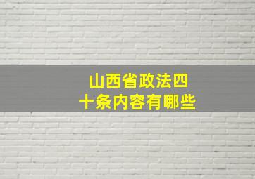 山西省政法四十条内容有哪些