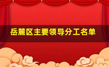 岳麓区主要领导分工名单