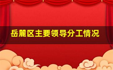 岳麓区主要领导分工情况