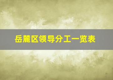 岳麓区领导分工一览表