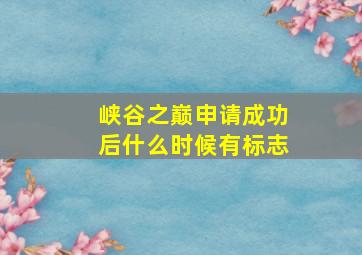 峡谷之巅申请成功后什么时候有标志