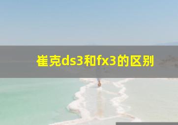 崔克ds3和fx3的区别