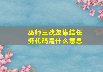 巫师三战友集结任务代码是什么意思