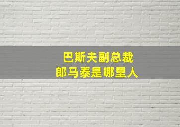 巴斯夫副总裁郎马泰是哪里人