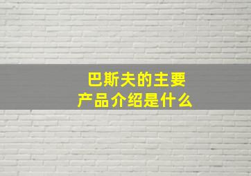 巴斯夫的主要产品介绍是什么