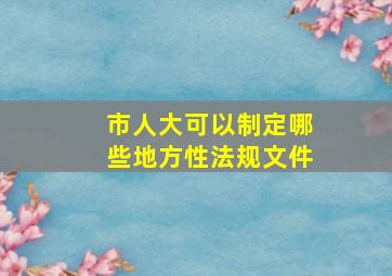 市人大可以制定哪些地方性法规文件