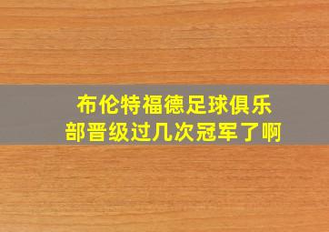 布伦特福德足球俱乐部晋级过几次冠军了啊