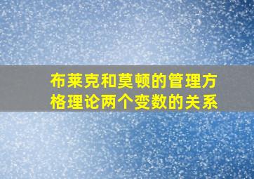 布莱克和莫顿的管理方格理论两个变数的关系