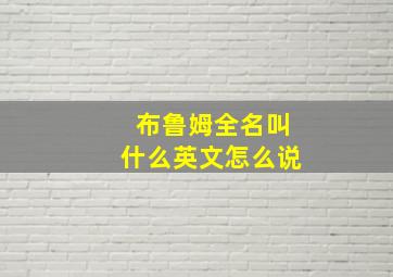 布鲁姆全名叫什么英文怎么说