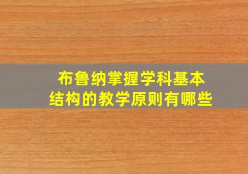 布鲁纳掌握学科基本结构的教学原则有哪些