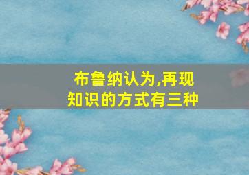 布鲁纳认为,再现知识的方式有三种