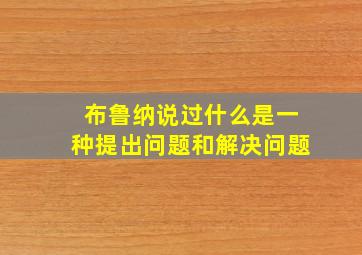 布鲁纳说过什么是一种提出问题和解决问题