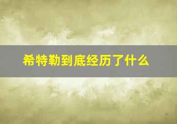 希特勒到底经历了什么