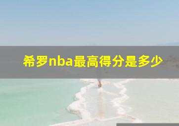 希罗nba最高得分是多少