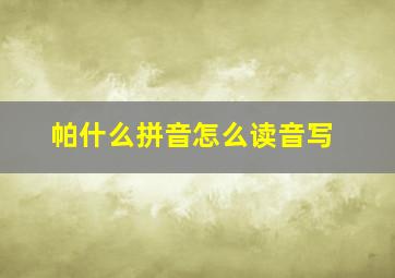 帕什么拼音怎么读音写