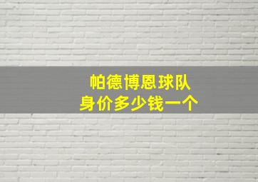 帕德博恩球队身价多少钱一个