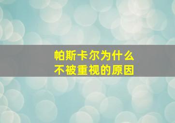 帕斯卡尔为什么不被重视的原因