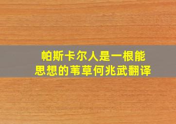 帕斯卡尔人是一根能思想的苇草何兆武翻译