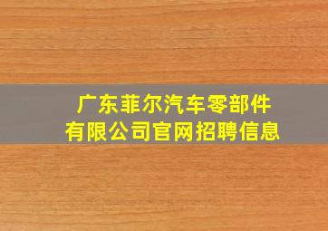 广东菲尔汽车零部件有限公司官网招聘信息