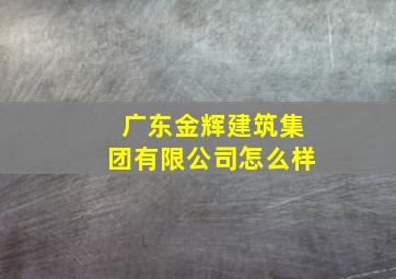 广东金辉建筑集团有限公司怎么样